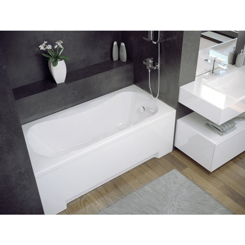Baignoire Rectangulaire 130x70 avec tablier en acrylique, Siphon de bain et pieds (support) - Set 4en1 - Fabriqué en ue Badland aria