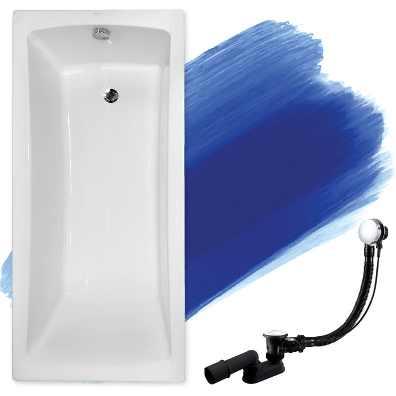 Baignoire Rectangulaire 140x70, Siphon de bain et pieds (support) - Set 3en1 - Fabriqué en ue Badland optima