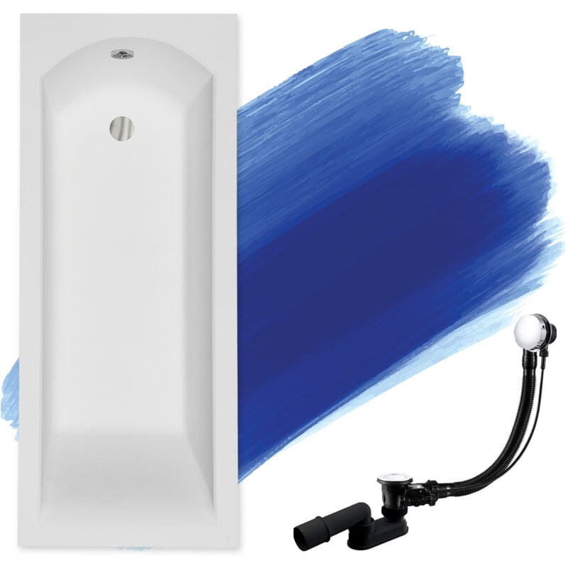 Baignoire Rectangulaire 150x70, Siphon de bain et pieds (support) - Set 3en1 - Fabriqué en ue Badland shea slim