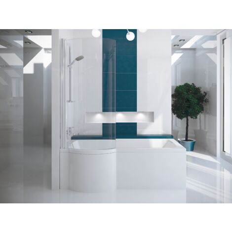 Baignoire Rectangulaire 150x70 Gauche avec tablier en acrylique, Siphon de bain et pieds (support) - Set 4en1 - Fabriqué en UE - BADLAND INSPIRO