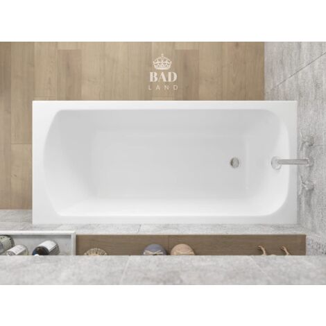 Baignoire Rectangulaire 150x75 avec tablier en acrylique, Siphon de bain et pieds (support) - Set 4en1 - Fabriqué en UE - BADLAND CLASSIC