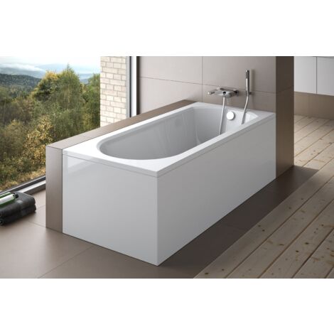 Baignoire Rectangulaire 150x75 avec tablier en acrylique, Siphon de bain et pieds (support) - Set 4en1 - Fabriqué en UE - BADLAND INTRICA