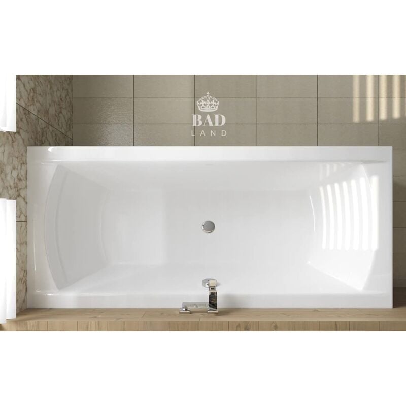 Baignoire Rectangulaire 160x75 avec tablier en acrylique, Siphon de bain et pieds (support) - Set 4en1 - Fabriqué en UE - BADLAND INES
