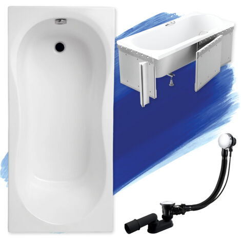 Baignoire Rectangulaire 170x70 avec des panneaux en polystyrène, Siphon de bain et pieds (support) - Set 4en1 - Fabriqué en UE - BADLAND GRACJA