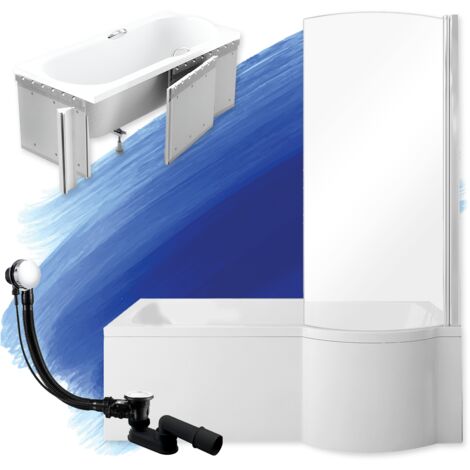 Baignoire Rectangulaire 170x70 Droite avec des panneaux en polystyrène, Siphon de bain et pieds (support) - Set 4en1 - Fabriqué UE - BADLAND INSPIRO