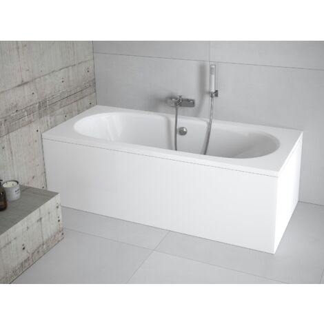 Baignoire Rectangulaire 170x75 avec tablier en acrylique, Siphon de bain et pieds (support) - Set 4en1 - Fabriqué en UE - BADLAND VITAE