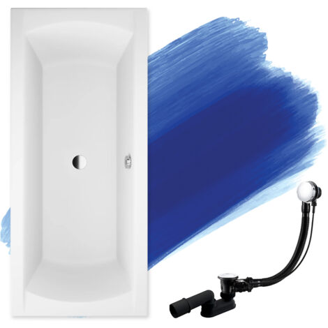 Baignoire Rectangulaire 170x75, Siphon de bain et pieds (support) - Set 3en1 - Fabriqué en UE - BADLAND INES