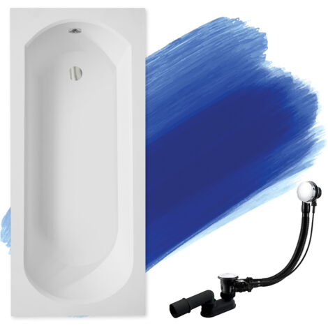 Baignoire Rectangulaire 170x75, Siphon de bain et pieds (support) - Set 3en1 - Fabriqué en UE - BADLAND INTRICA