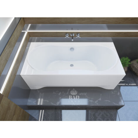 Baignoire Rectangulaire 170x80 avec tablier en acrylique, Siphon de bain et pieds (support) - Set 4en1 - Fabriqué en UE - BADLAND LONG