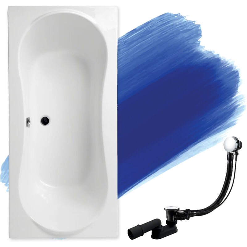 Baignoire Rectangulaire 170x80, Siphon de bain et pieds (support) - Set 3en1 - Fabriqué en ue Badland long