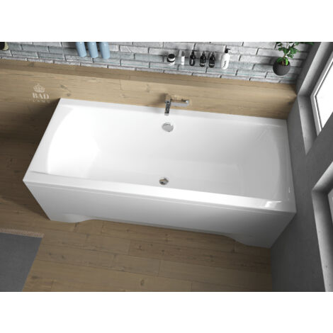 Baignoire Rectangulaire 180x80 avec tablier en acrylique, Siphon de bain et pieds (support) - Set 4en1 - Fabriqué en UE - BADLAND INES
