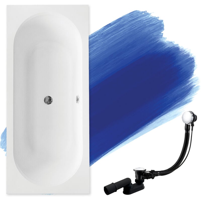 Badland - Baignoire Rectangulaire 180x80, Siphon de bain et pieds (support) - Set 3en1 - Fabriqué en ue vitae