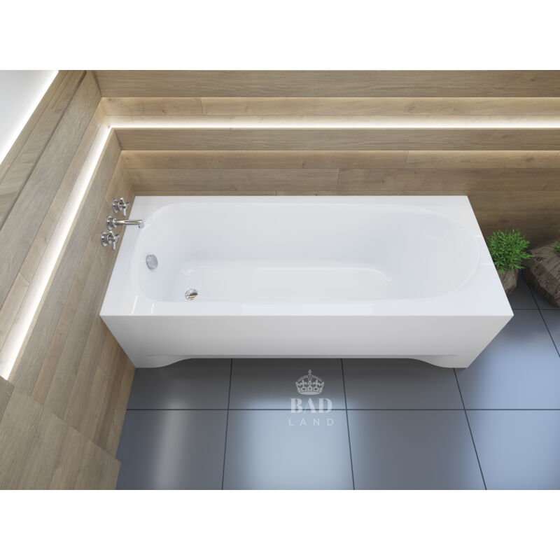 Baignoire Rectangulaire 190x80 avec tablier en acrylique, Siphon de bain et pieds (support) - Set 4en1 - Fabriqué en UE - BADLAND MEDIUM