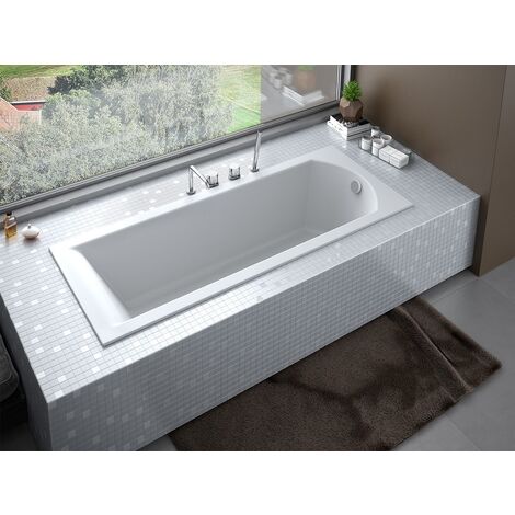 Baignoire rectangulaire blanche à encastrer SHEA SLIM 150 x 70