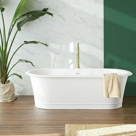 Baignoire rétro en solid surface ovale CLASSIC blanche 180 cm - Blanc
