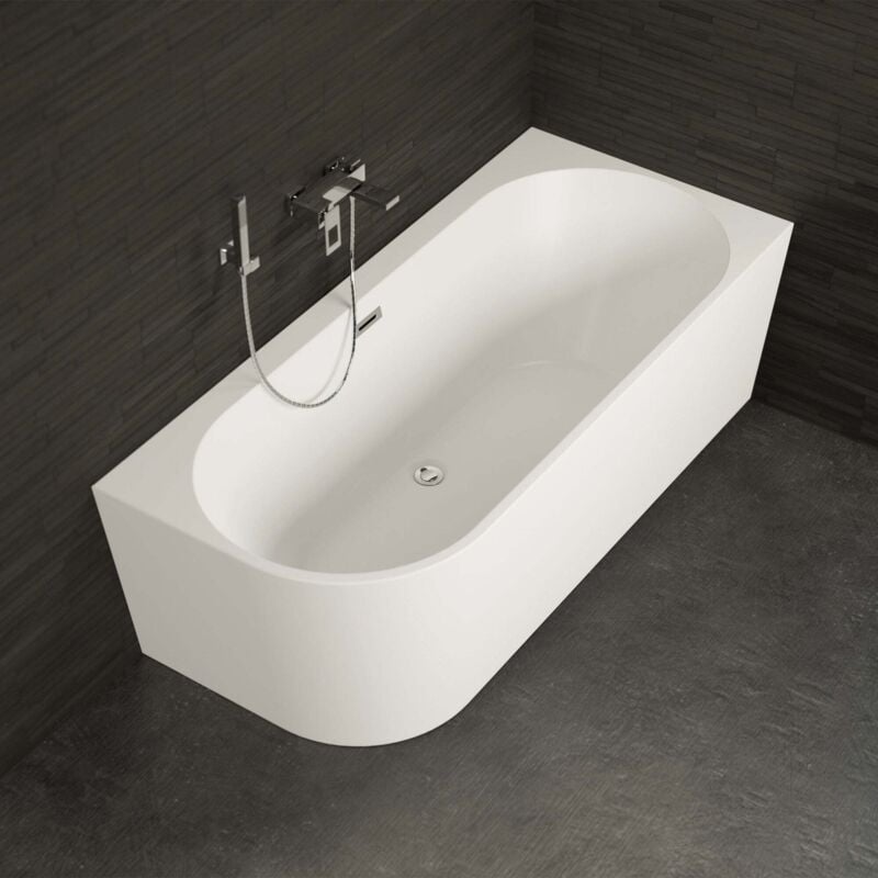 Baignoire semi-îlot Murale capri 160 Droite l. 160 x l. 76 cm, by Spalina