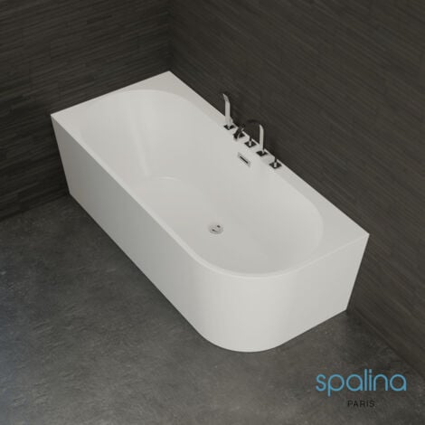 Baignoire semi-îlot murale CAPRI GAUCHE+Robinetterie Chromée, by SPALINA