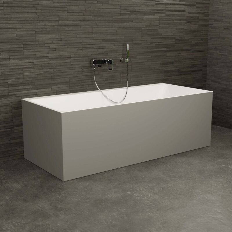Baignoire semi-îlot Murale COBALT 170 Grise L. 170 x l. 75 cm, by SPALINA