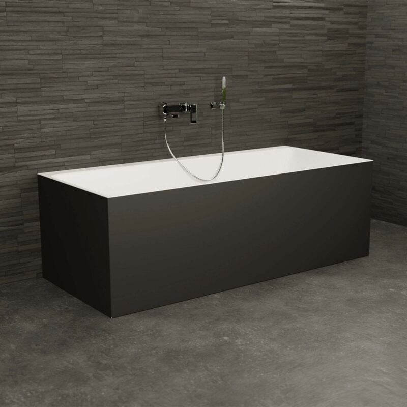Spalina - Baignoire semi-îlot Murale cobalt 170 Noire l. 170 x l. 75 cm, by