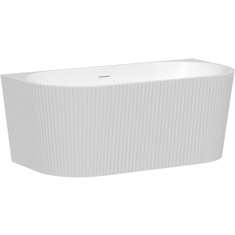 Vente-unique - Baignoire semi îlot striée - 250 l - 170,5 x 80 x 58,5 cm - Blanc brillant - Acrylique - zelina