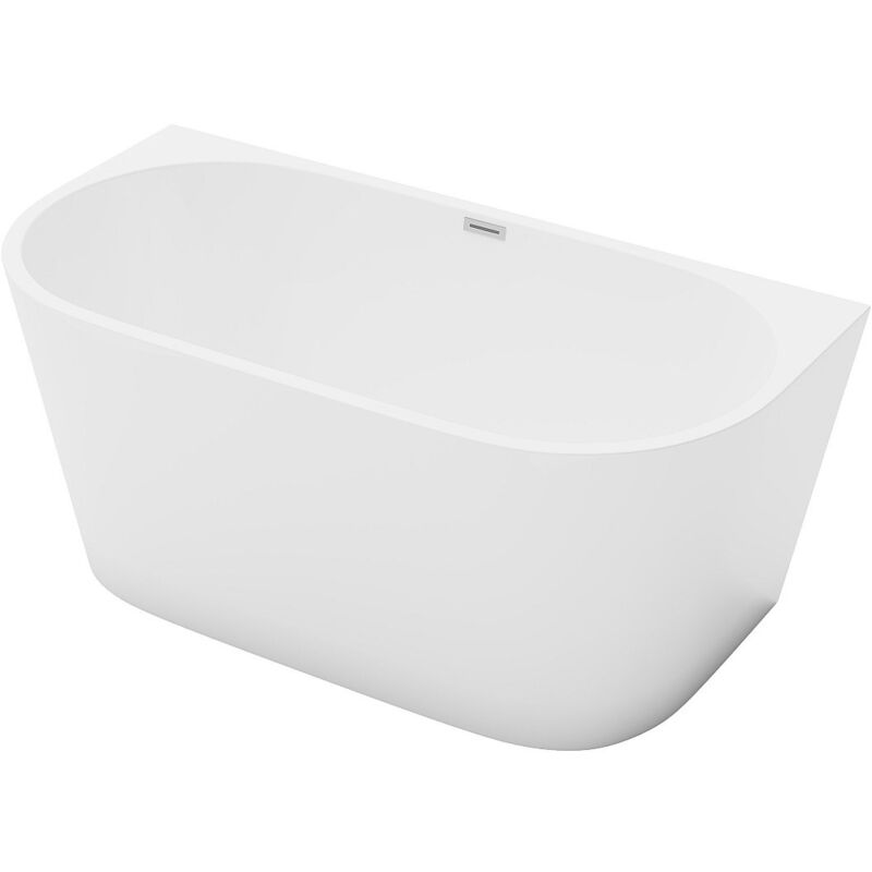 Baignoire semi îlot - 175L - 130 x 71,5 x 58 cm - Blanche - Acrylique - divina