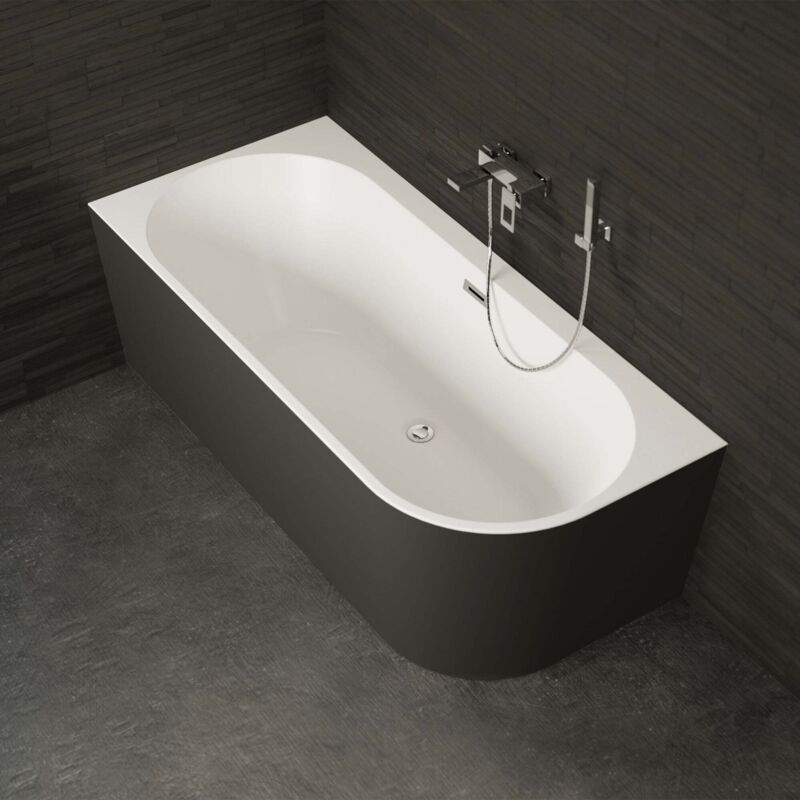 Baignoire semi-îlot Murale CAPRI 180 GAUCHE Noire L. 180 x l. 81 cm, by SPALINA