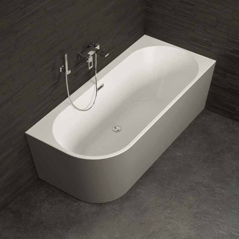 Spalina - Baignoire semi-îlot Murale Capri Droite grise mate, 170x76cm, By