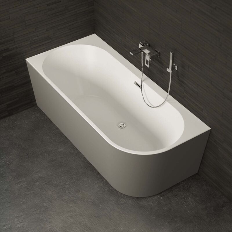Baignoire semi-îlot Murale CAPRI GAUCHE Grise 170, by SPALINA