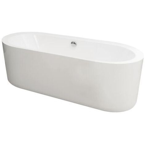 Baignoire Style Ilôt - L170xP80xH54cm - Acrylique Blanc - Avec Trop plein - 150L