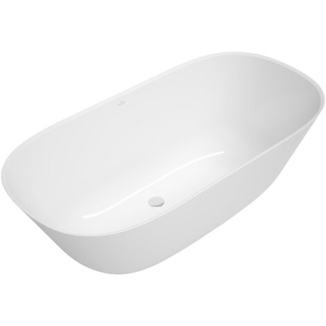 Baignoire Villeroy & Boch Theano Solo Quaryl UBQ155ANH7F200V-, 1550 x 750 mm, sur pieds, Coloris: Blanc - UBQ155ANH7F200V-01