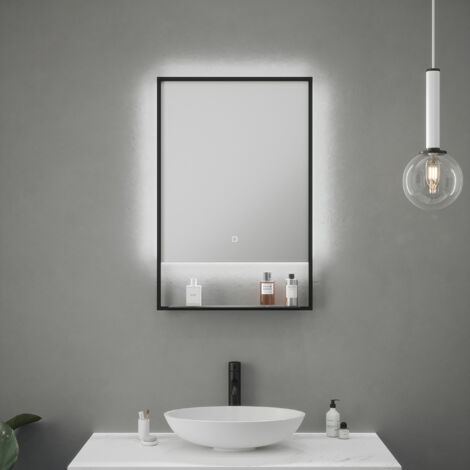 Bailey LED Mirror with Shelf - 500 x 700 x 120mm IP44 Rated Diffused Backlit Border Natural White 4000K Demister