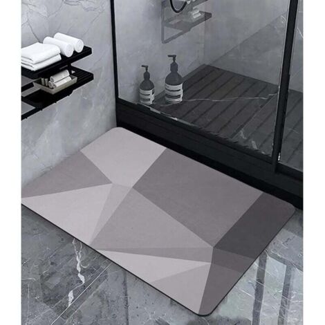 Bain Antidérapant, Tapis De Bain Diatomit Absorbant, Microfibre Tapis Salle de Bain, Rapide Antidérapant Tapis, Doux Séchage Tapis de Douche,Gris