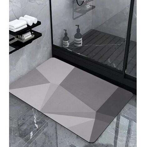 Bain Antidérapant, Tapis De Bain Diatomit Absorbant, Microfibre Tapis Salle de Bain, Rapide Antidérapant Tapis, Doux Séchage Tapis de Douche,Gris