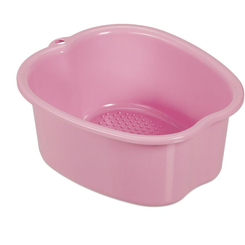 Bain de pieds, bassine en plastique, lavage pieds, effet massage, HxLxP : 15 x 33 x 38 cm, rose - Relaxdays