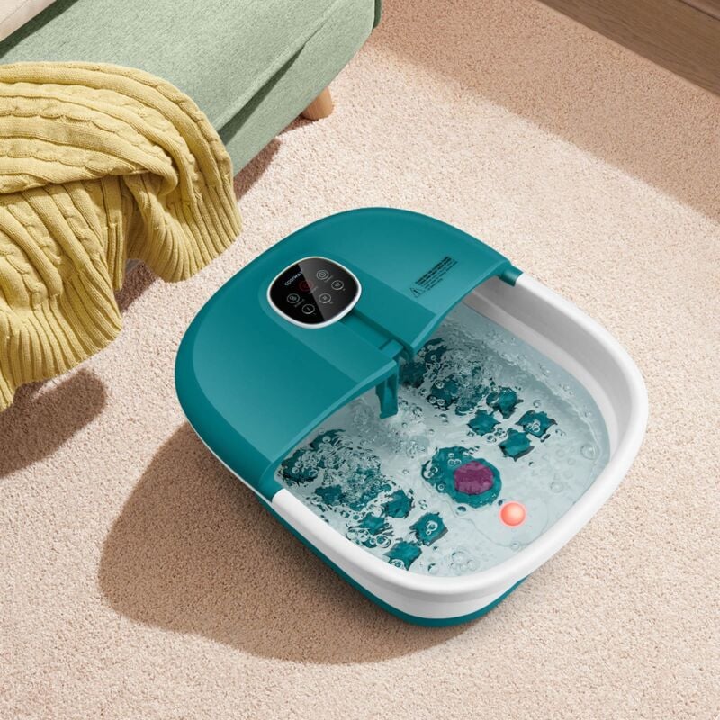 Maisonchic - Bain de Pieds Massant Pliable Lumière Rouge Température Réglable avec Télécommande Massage au Rouleau Vert Foncé CW8649 design in