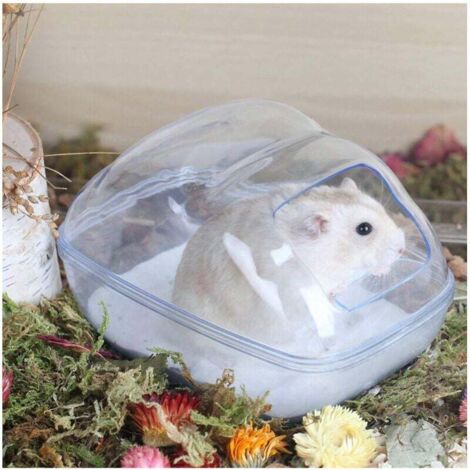 Bain de sable pour hamster, récipient de bain de sable sec, adapté aux chinchillas, ours dorés, gerbilles (bleu, 1 pièce)