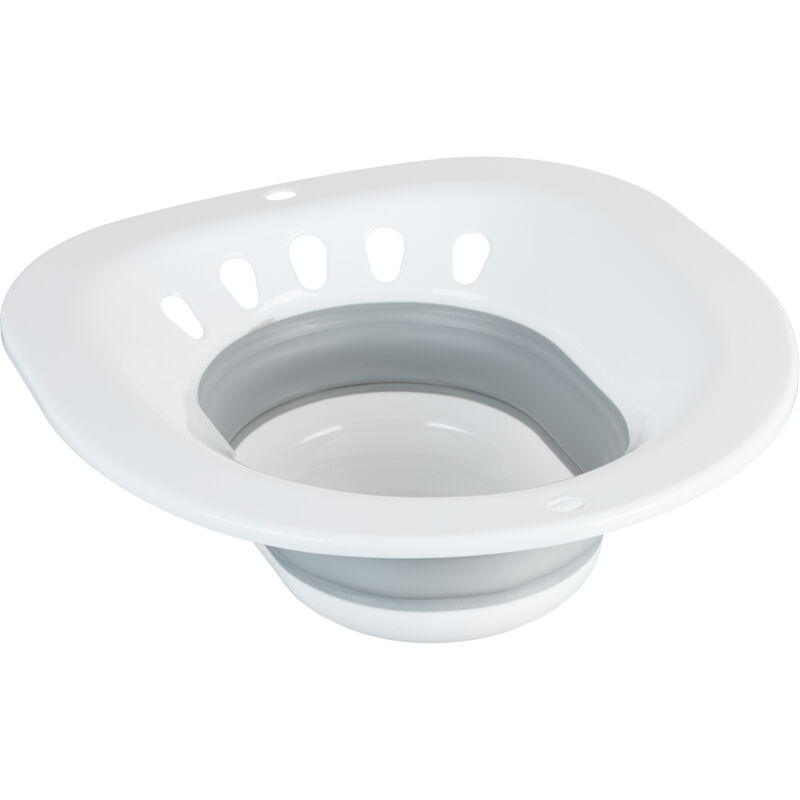Relaxdays - Bain de siège pour soins intimes, bidet de toilette, amovible, hlp : 12x36x39 cm, en plastique, blanc/gris