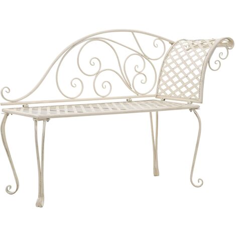 Bain de soleil 128 cm Moderne - Transat - Fauteuil de jardin relax - Métal Antique Blanc Chic-812496