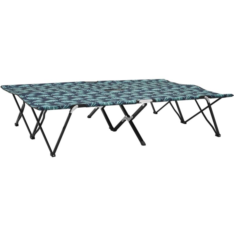 Maisonchic - Bain de soleil 2 places, Transat, Chaise longue pliable Motif de feuilles Acier CON21134 design in