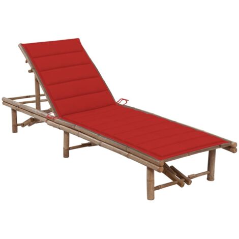 Bain de soleil avec coussin Moderne - Transat - Fauteuil de jardin relax - Bambou Chic-161028