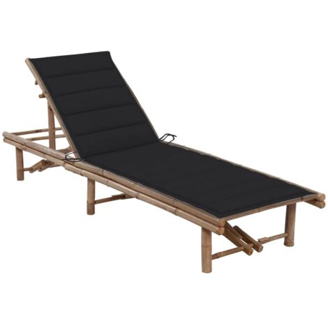 Bain de soleil avec coussin Moderne - Transat - Fauteuil de jardin relax - Bambou Chic-595644