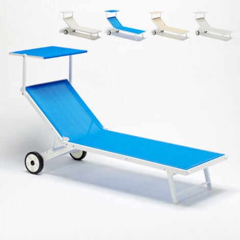 Bain de soleil avec roues transat aluminium jardin piscine Alabama