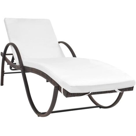 Bain de soleil Chaise de jardin Transat de jardin - avec coussin Résine tressée Marron BV909195 - BonneVie