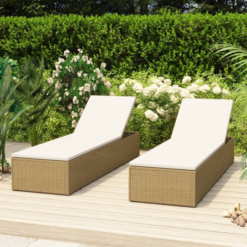 Design In - Bain de soleil Chaise de jardin Transat de jardin - Résine tressée Marron et blanc crème BV912248