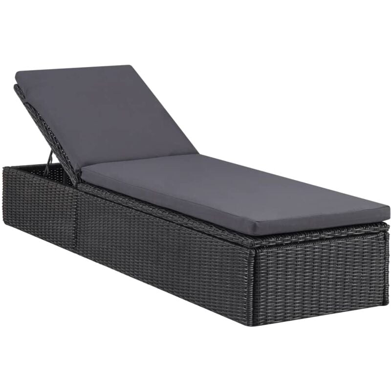 Bain de soleil Chaise de jardin Transat de jardin - Résine tressée Noir et gris foncé BV529728 Bonnevie
