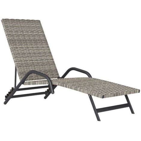 Bain de soleil chaise longue en résine tressée inclinable et réglable sur 4 niveaux en forme de S, 156x62x96cm marron