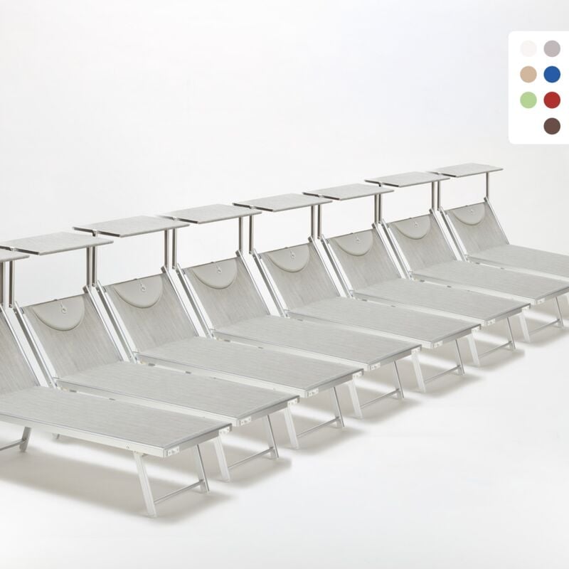 Bain de soleil chaises longue transats Lits de plage piscine aluminium jardin Santorini 20 pcs | Gris