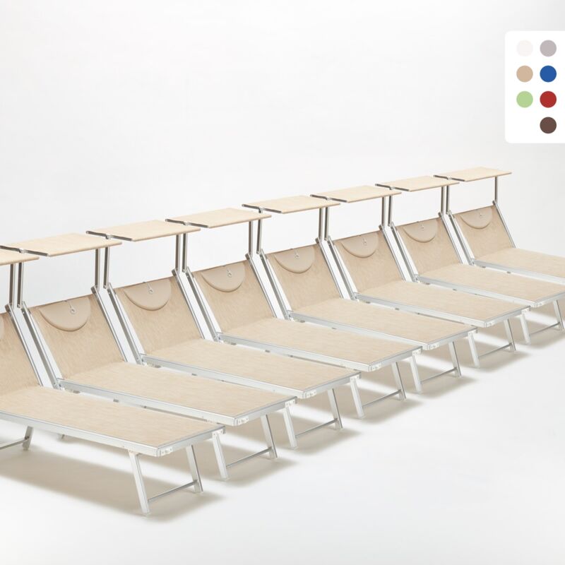 Bain de soleil chaises longue transats Lits de plage piscine aluminium jardin Santorini 20 pcs | Beige