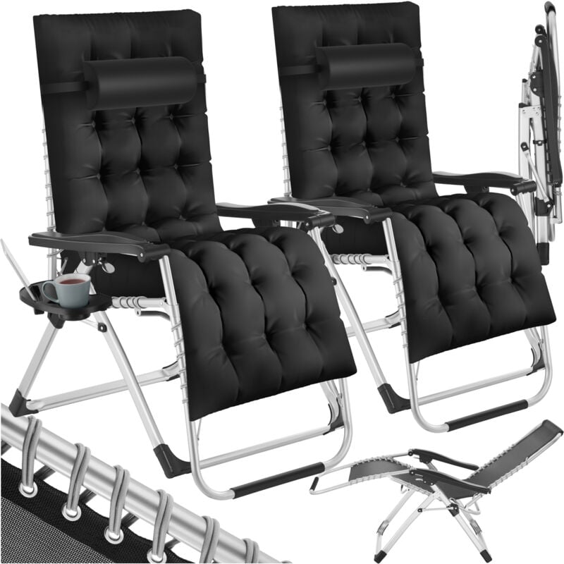 Tectake - Chaises longues Pliable coussin de siège et de tête amovible