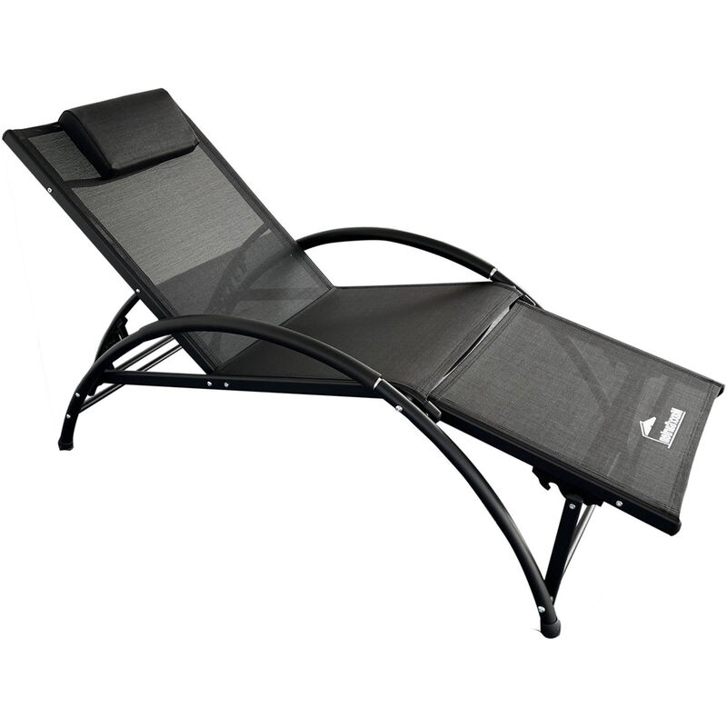 Transat de jardin - bain de soleil en aluminium et textilène - noir - Maxxgarden